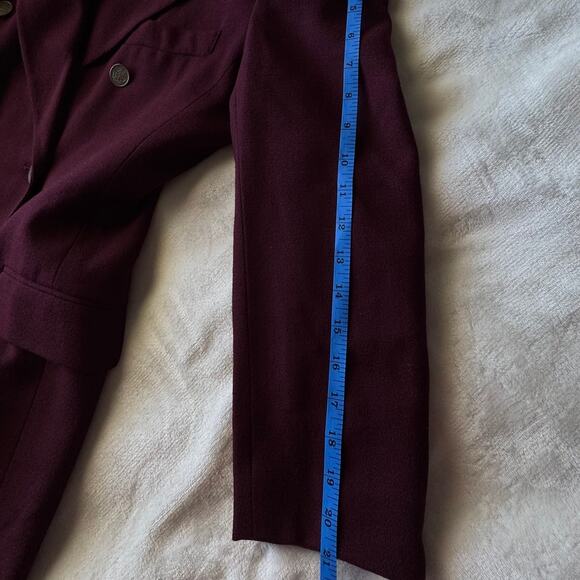 Jones New York Metro Merlot Wine Colored Long Wool Winter Coat Women's Size 12 - Picture 7 of 16